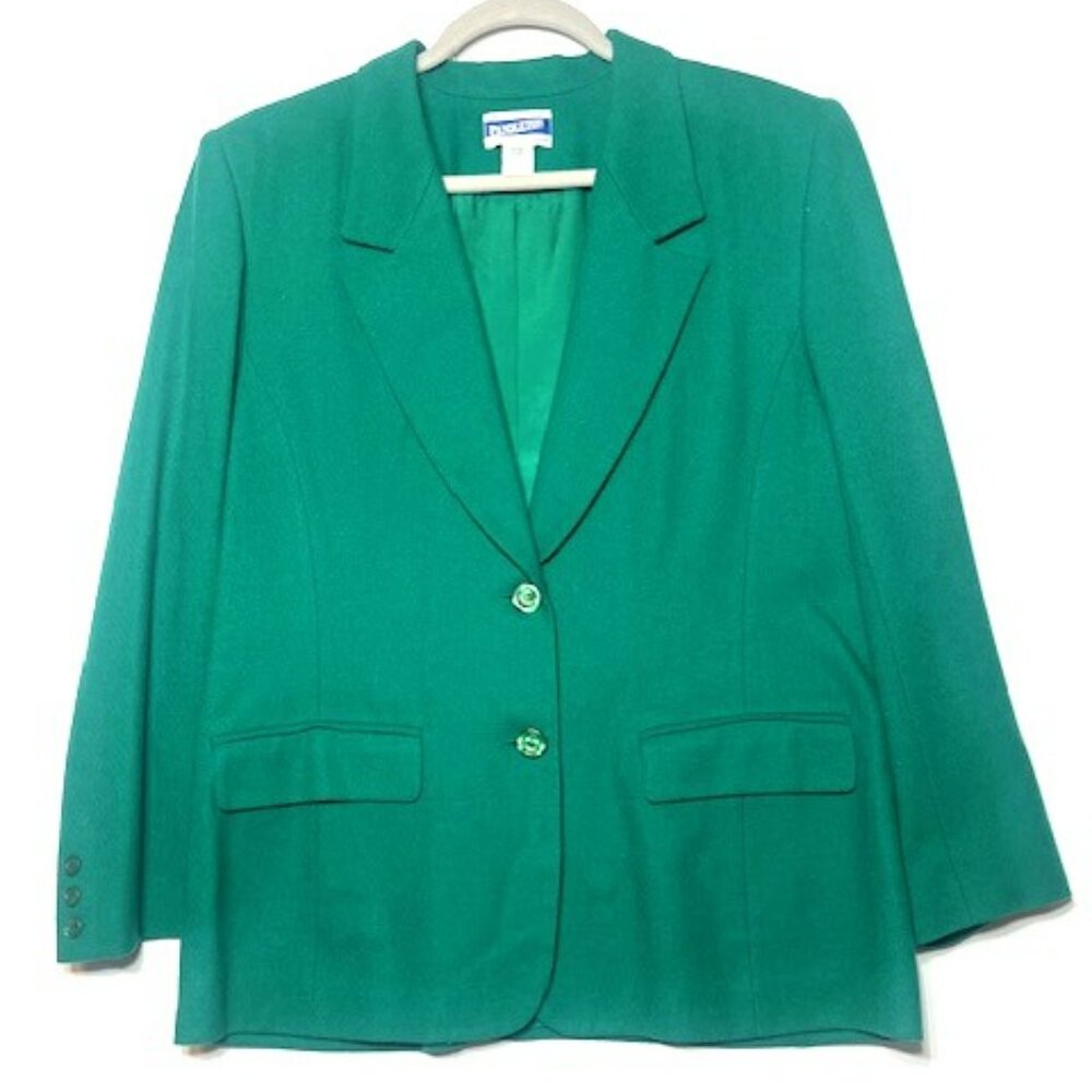 Pendleton Women's 100% Virgin Wool 2 Button Green Vintage Blazer Sz‎ 14